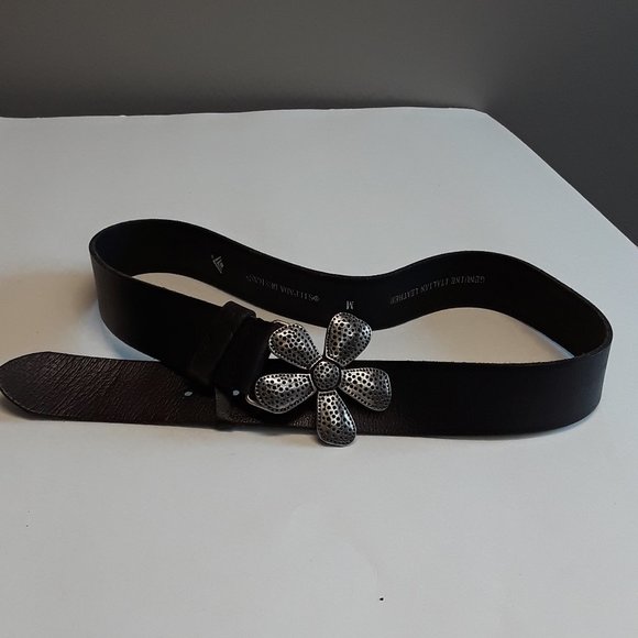 Silpada Accessories - Silpada Brown Leather Silver Flower Buckle Belt